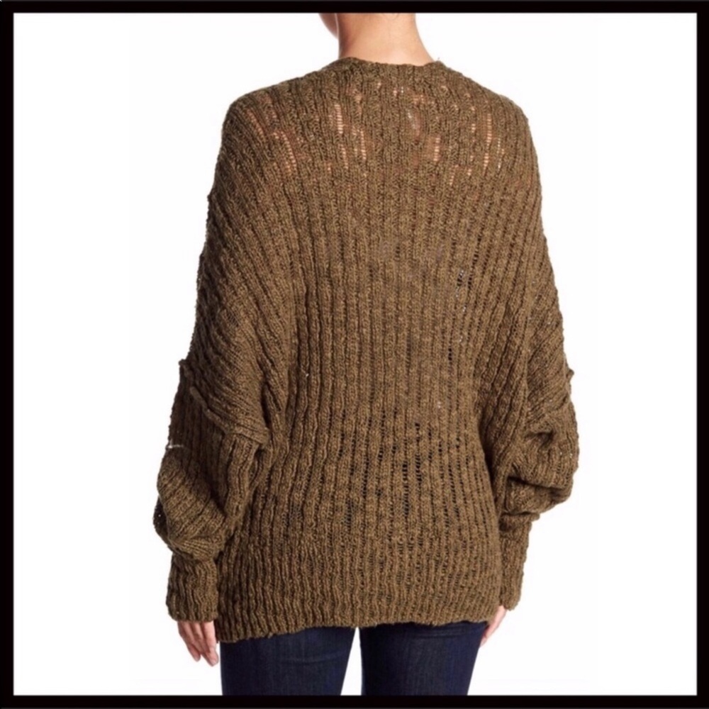 FREE PEOPLE RIBBED KNIT OVERSIZE LONG CARDIGAN A2C - Picture 3 of 8